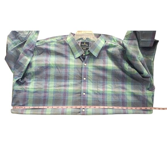 Stafford Purple/Blue Pastel Plaid Button-Down Mens Size 3XL BIG - Picture 3 of 5